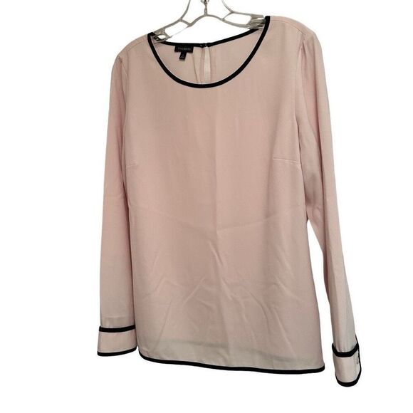 Talbots baby pink with black trim blouse - size s - Picture 1 of 7